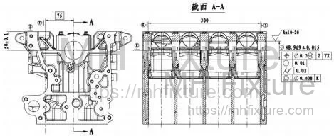 Operational diagram of the line boring process for crankshaft main bearing journals