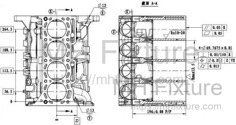 Manufacturing process workflow for engine block cylinder bore fine boring and honing