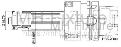 Detailed technical structure of a multi-step line boring bar with guide pads and CBN inserts
