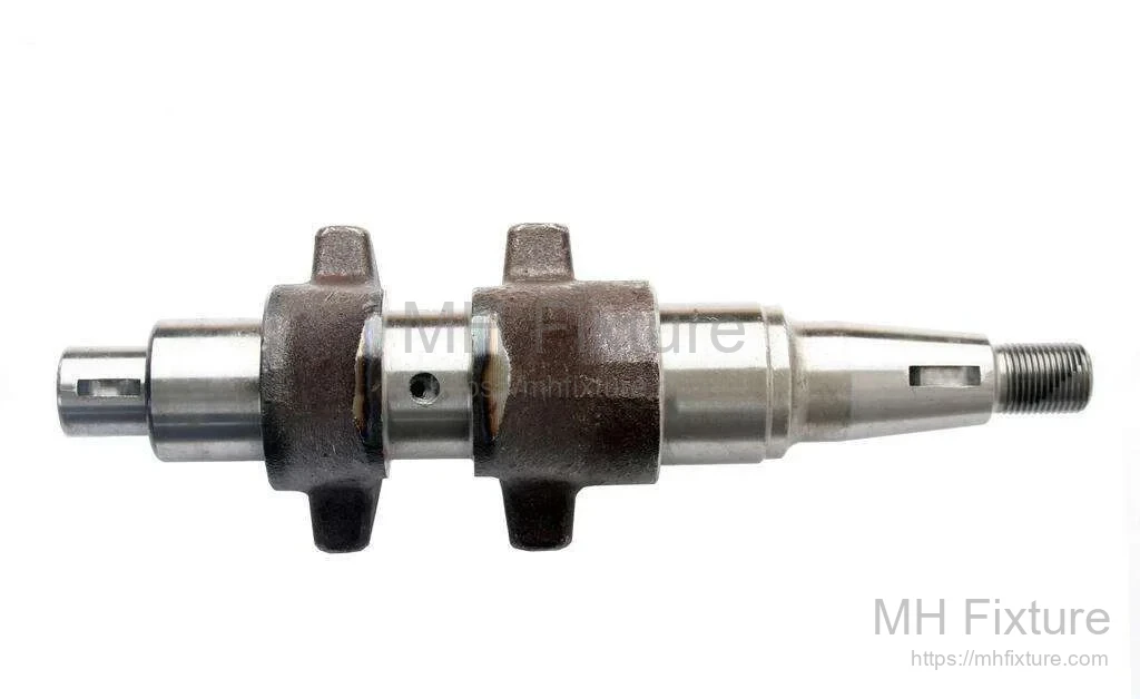 Engineering drawing of a vehicle air compressor crankshaft with eccentric journal details