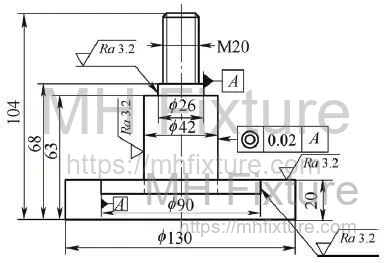 Detailed design of the fixture's locating shaft for precise workpiece positioning