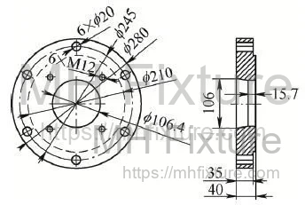 Transition plate adapter for mounting the eccentric turning fixture to the lathe spindle