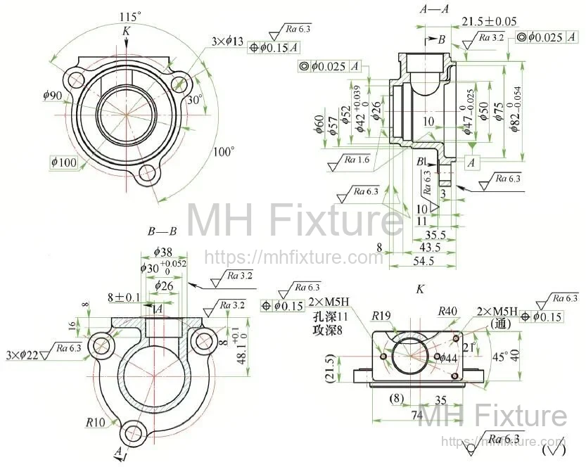 outer shell end cover workpiece showing the eccentric hole