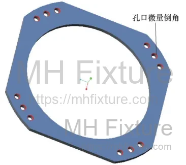 Detail of slight chamfer at hole edge
