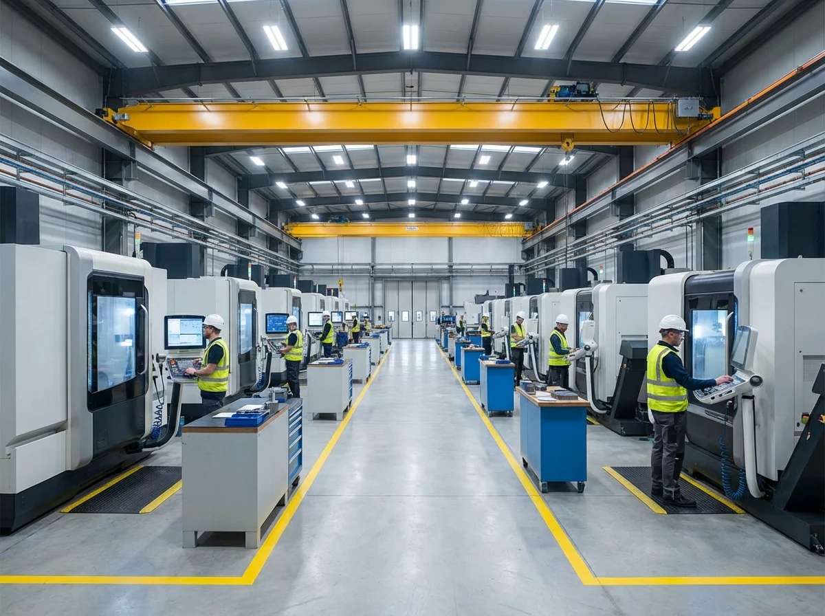 โรงงานกัดขึ้นรูป CNC ที่ทันสมัย พร้อมเครื่องจักรประสิทธิภาพสูงและระบบควบคุมสภาพแวดล้อมมาตรฐานอุตสาหกรรม